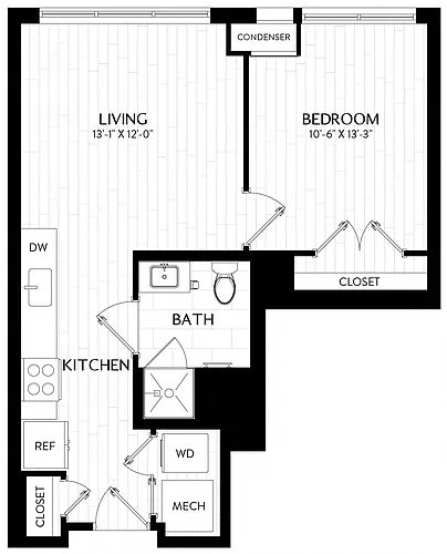 Floor plan 1 Bed/1 Bath-A9M2