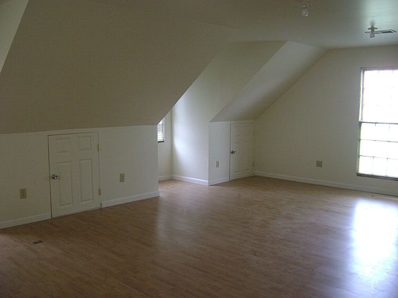 This finished room is on the second level of the detached garage.