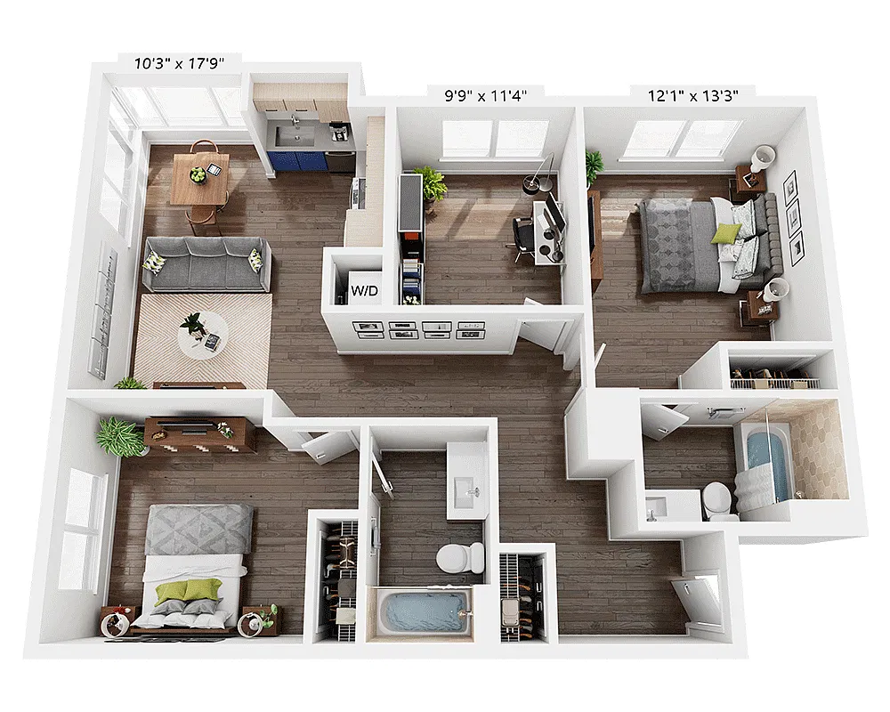 Floor plan Two Bedroom B2F