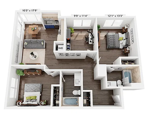 Floor plan Two Bedroom B2F