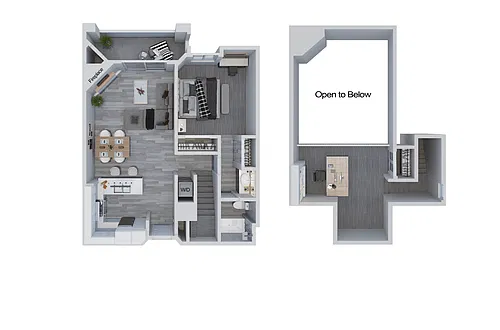 Floor plan 1BD, 1BTH LR