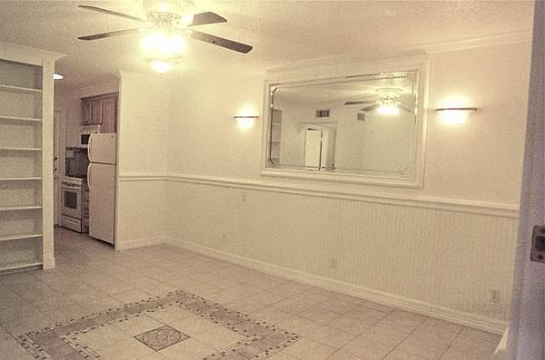 Floor Mosaic, Accent Beveled Mirror, Restate Sconces, Ceilin