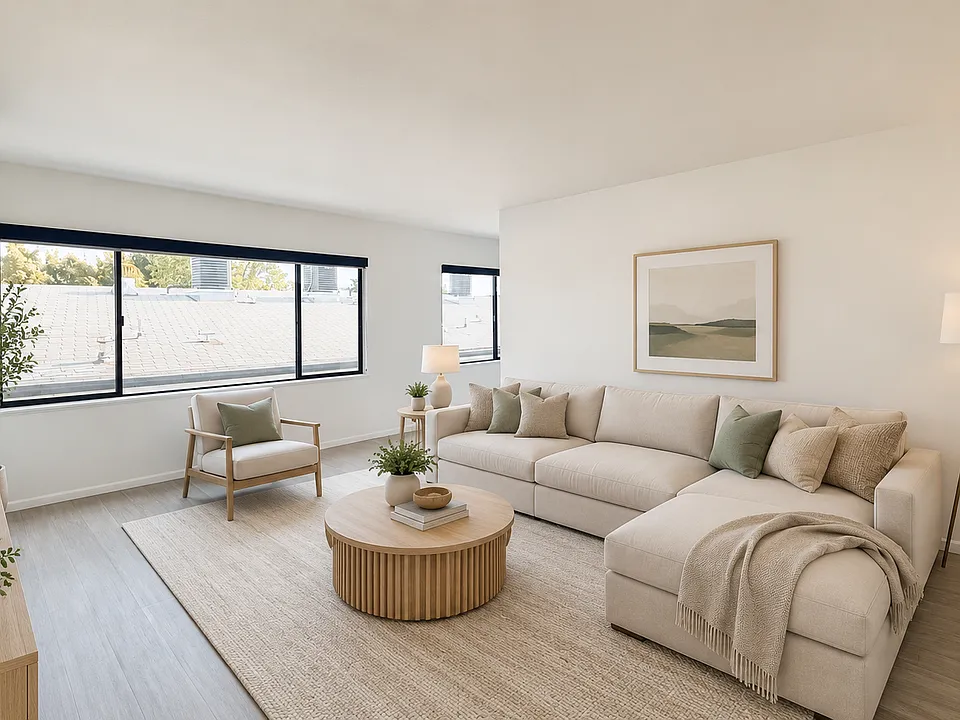 Virtually staged living room area