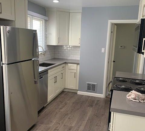 Kitchen with stainless steel appliances