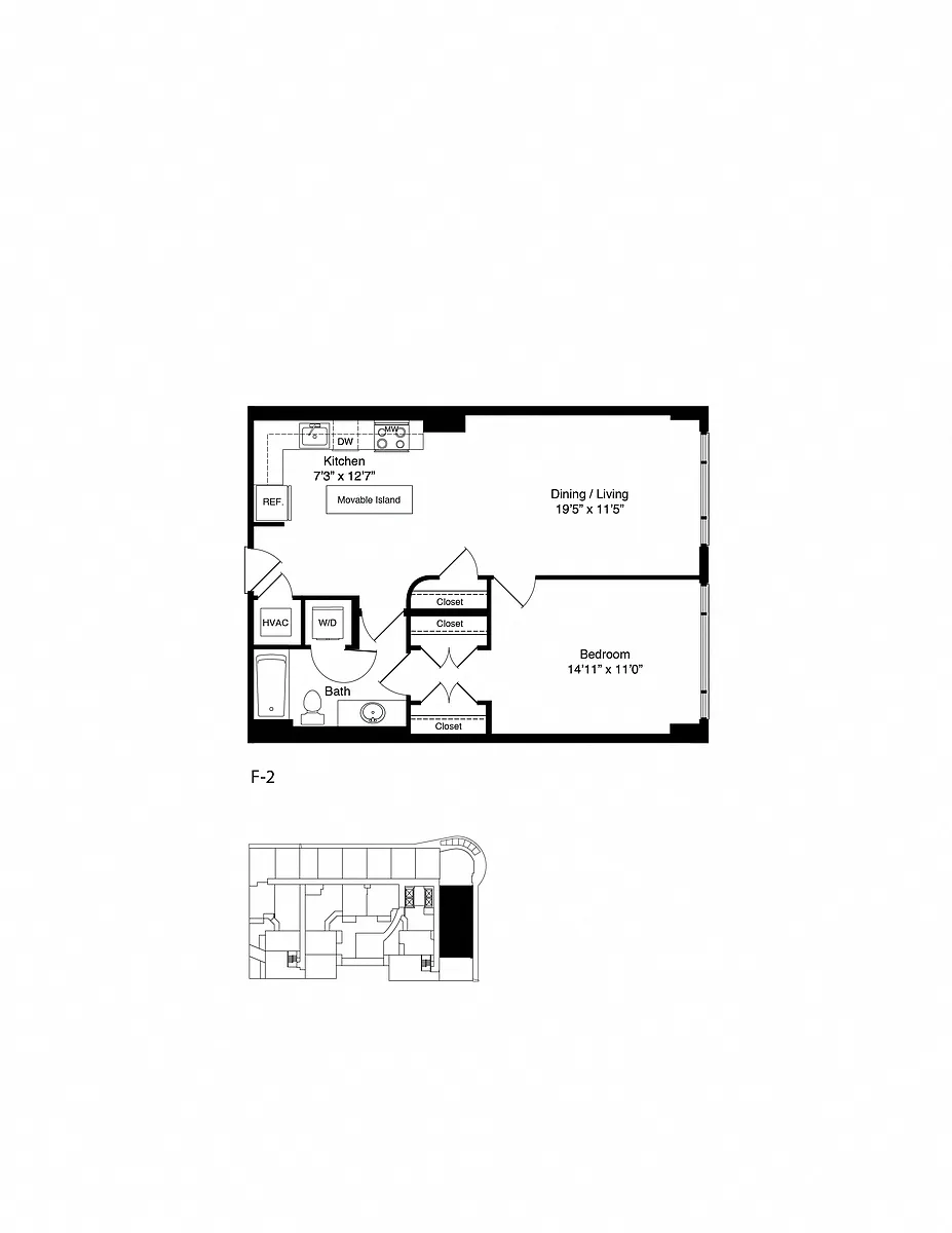 Floor plan ONE BEDROOM F2