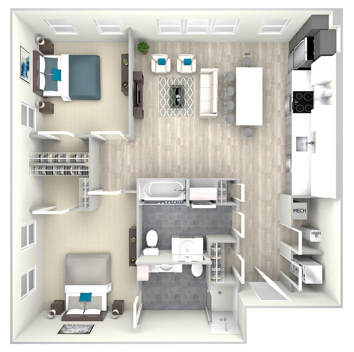 Floor plan 78bB1 Two Bed Two Bath