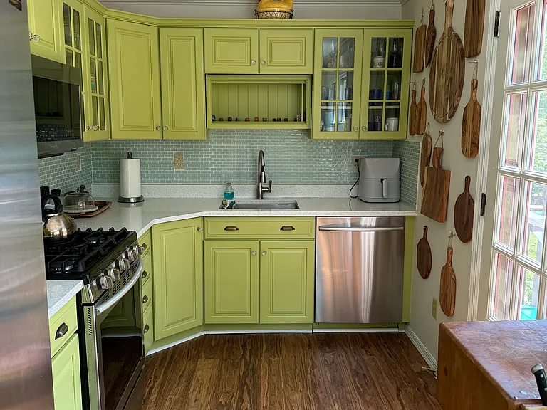 Kitchen with door to deck