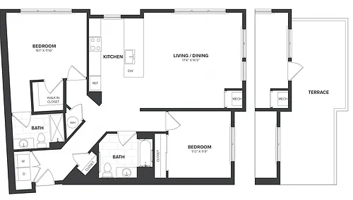 Floor plan 2 Bed/2 Bath-B7