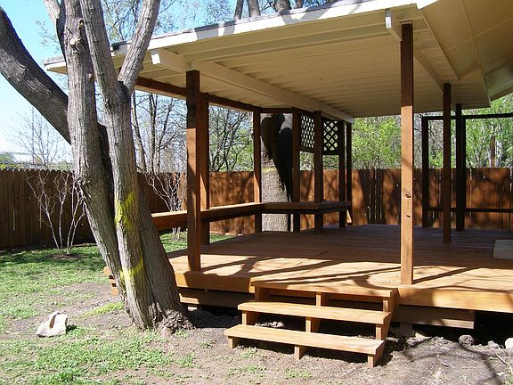 Large Back Yard Covered Patio Rebuilt Restained