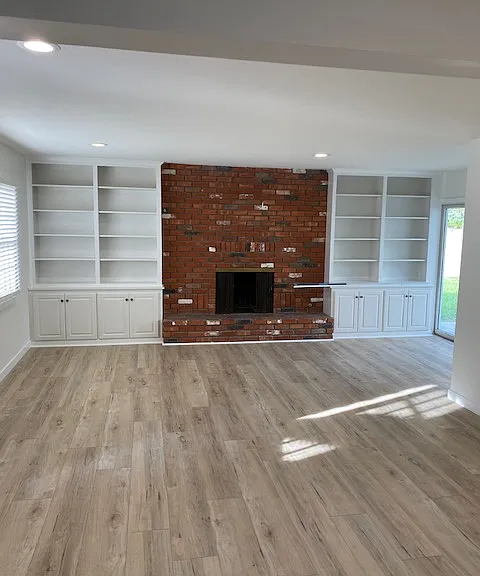 Family room with built-ins