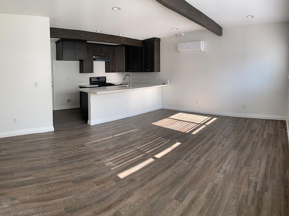 Living room and open kitchen floorplan