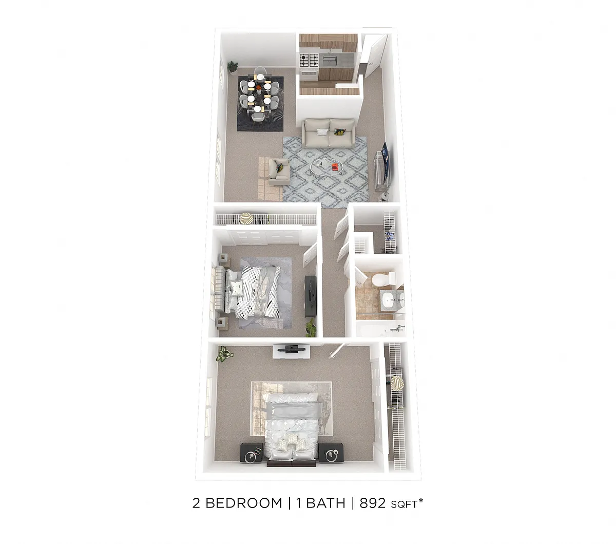 Floor plan Two Bedroom - 892 sqft - Hanover