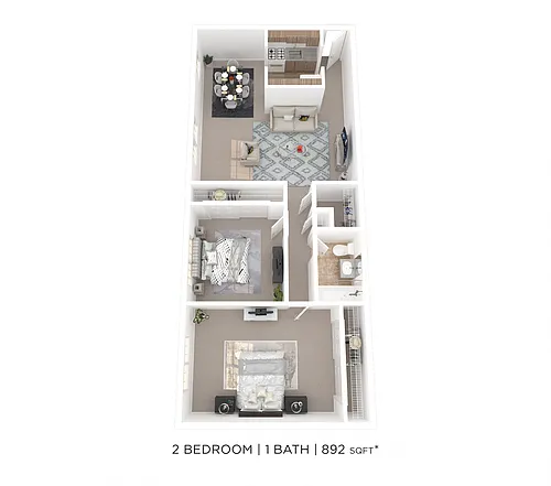 Floor plan Two Bedroom - 892 sqft - Hanover