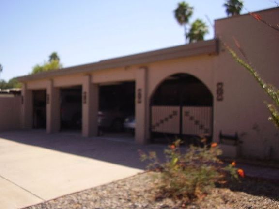 looking SW at 4 car garage