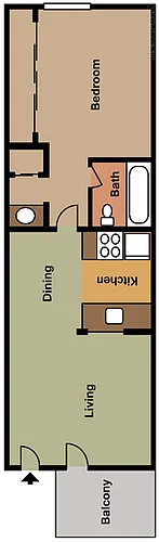 Floor plan Floorplan B 1x1