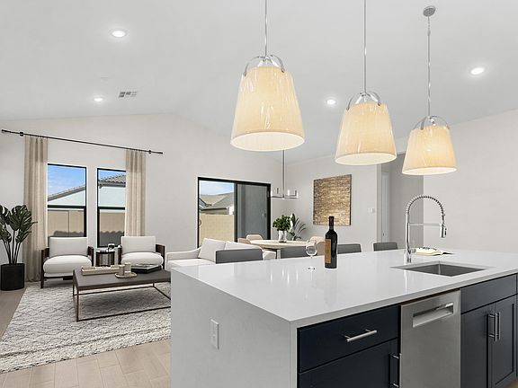 Kitchen with center island and pendant lighting