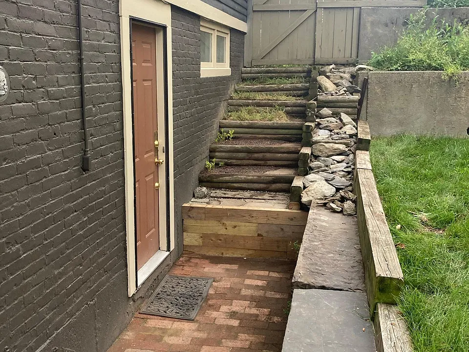 side patio/gardening area