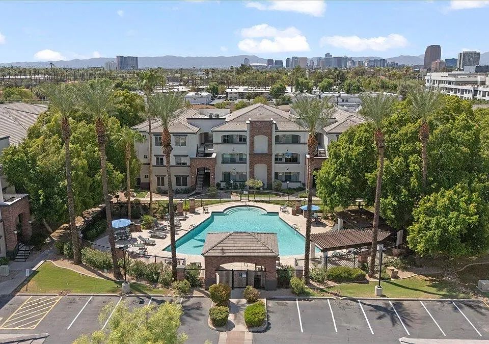 Overhead view of the pool