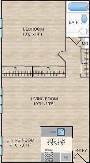 1 Bedroom, 1 Bath. 675 Sq. Ft.