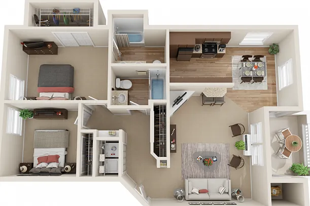 3D Gold C - 2BD/2BA - 1,048 SF 3D Gold C - 2BD/2BA - 1,048 SF
