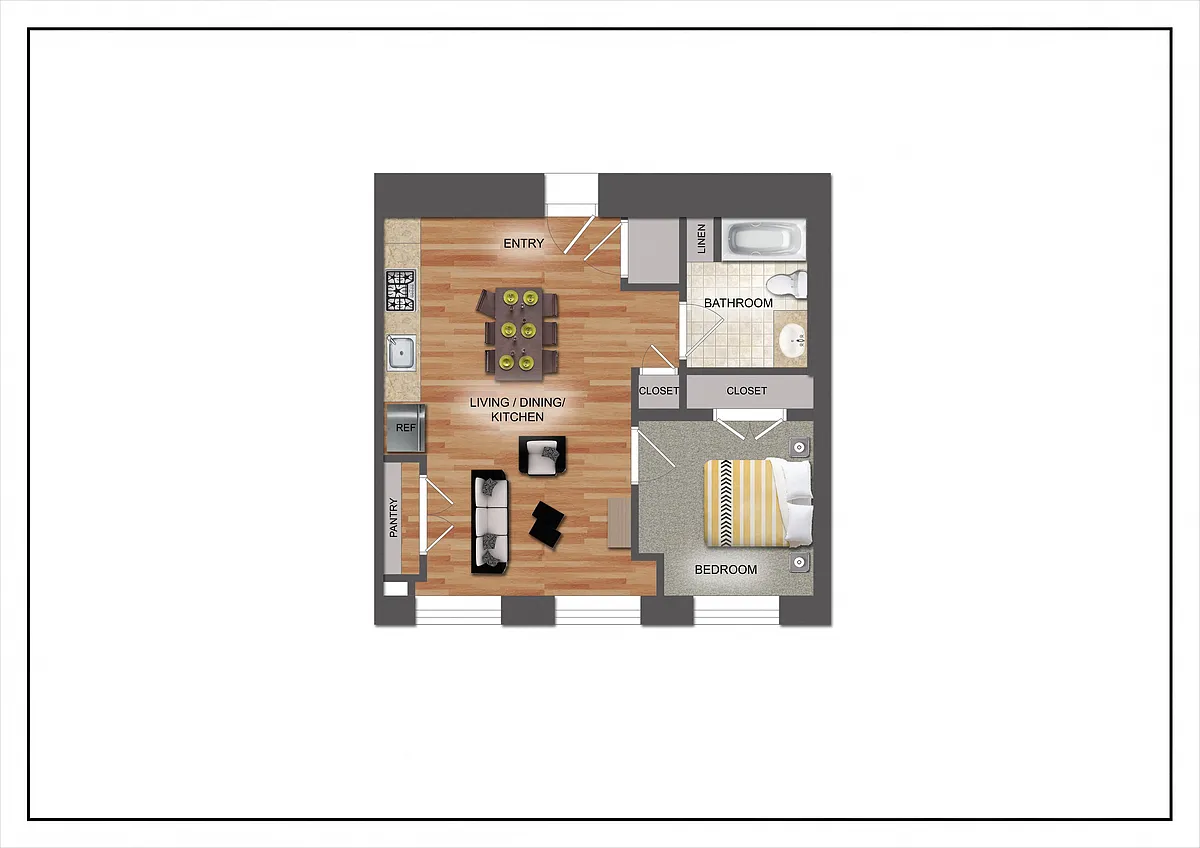 Floor plan One Bedroom One Bath