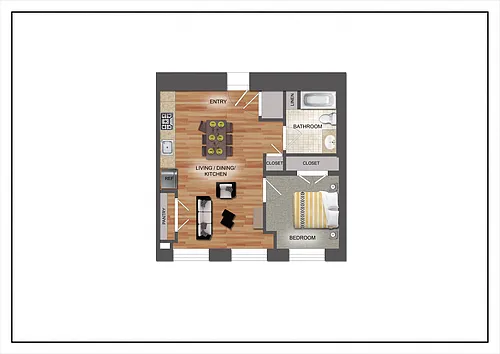 Floor plan One Bedroom One Bath