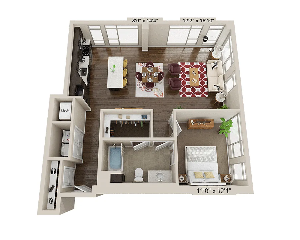 Floor plan One Bedroom A1V