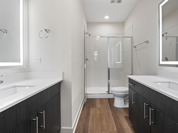 Primary Bathroom: Separate vanity's! 
LED Lighting