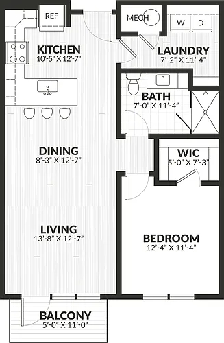 Floor plan 1 Bed/1 Bath-a3