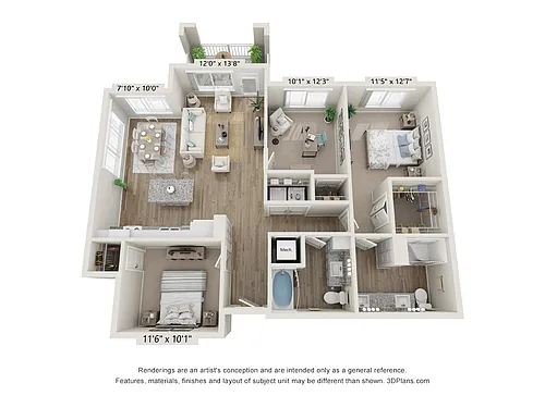 Floor plan Three Bedroom B