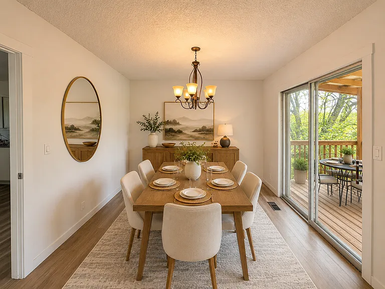 Dining room opens out to a large covered deck