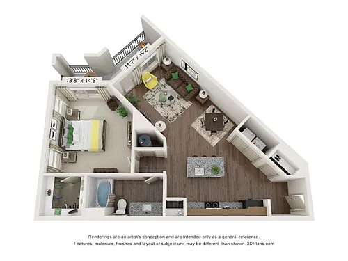 Floor plan One-Bedroom (A2)