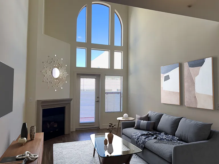 3/BR / 3BA townhome-style 2-story floorplans with soaring arched windows