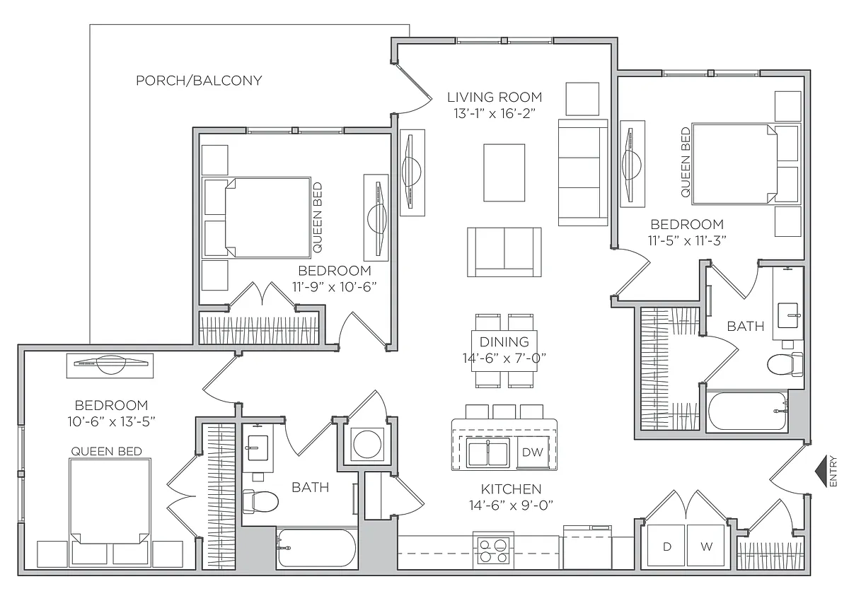 Floor plan 3 Bed 2 Bath A