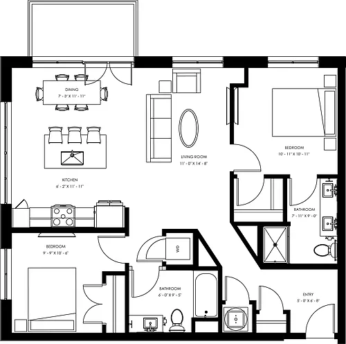 Floor plan B10 - Two Bedroom