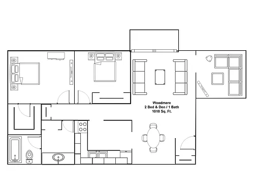 Floor plan 2 Bedroom plus Den