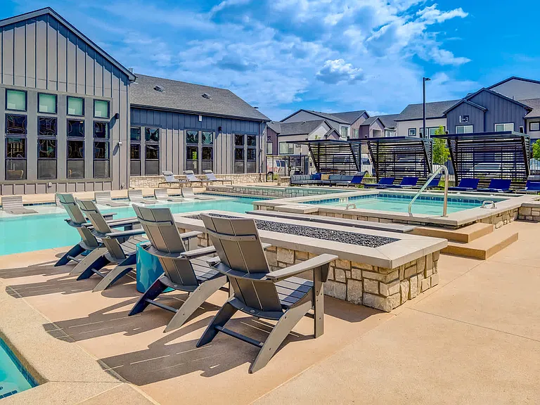 Swimming Pool and Hot Tub with Fireplace