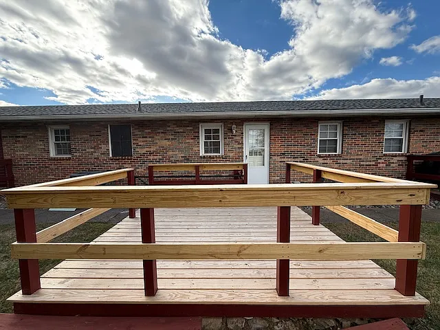Newly renovated deck. Expands your living space.