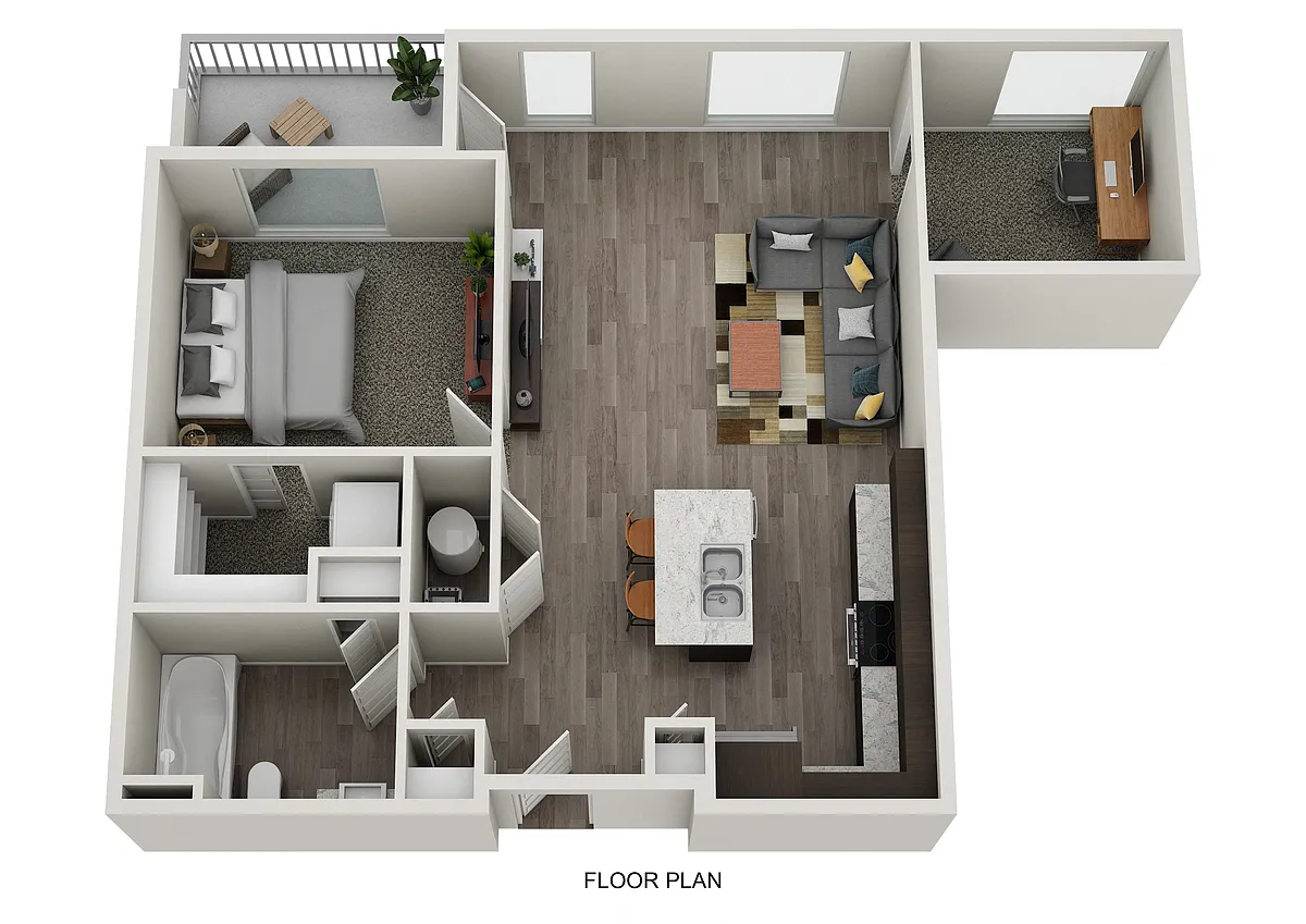 Floor plan 1 BED 1 BATH - DEN