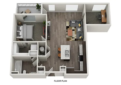 Floor plan 1 BED 1 BATH - DEN