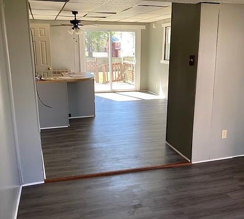 LVT waterproof floors View from the front room looking to the back double sliding door
