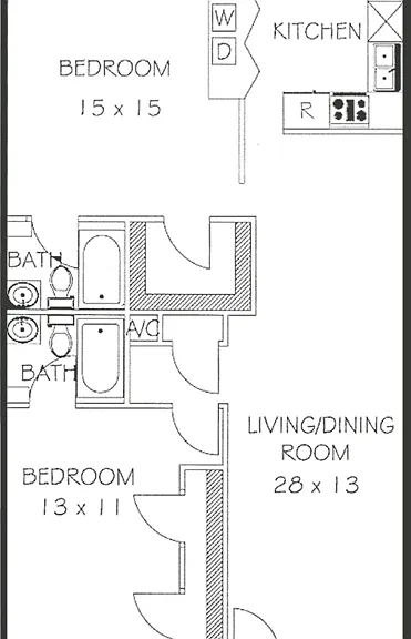 2 Bed 2 Bath Floorplan 2 Bed 2 Bath Floorplan