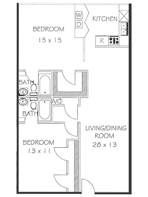 Floor plan 2 Bedroom 2 Bath