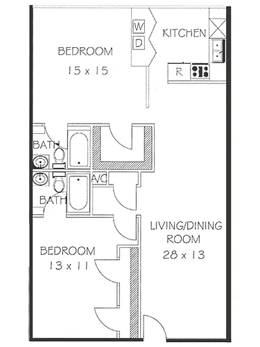 Floor plan 2 Bedroom 2 Bath