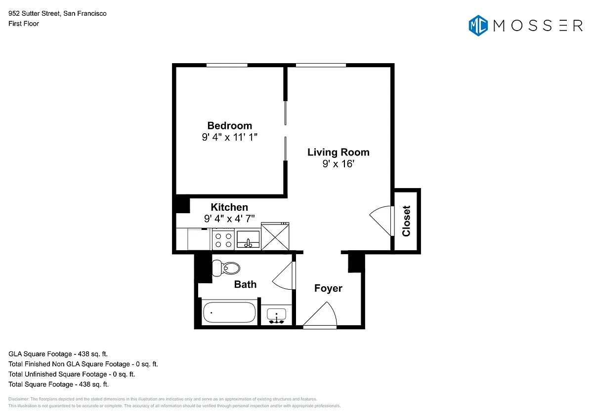 Floor plan Junior 1 Bedroom - Plan 11