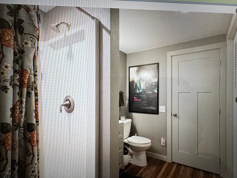 Bathroom with shower.