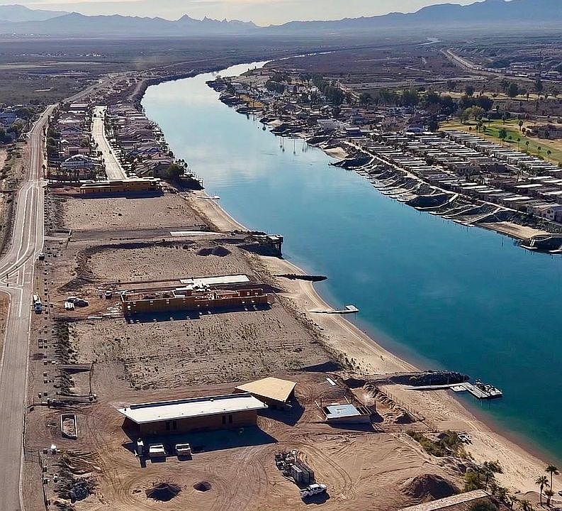 Aerial view down river
