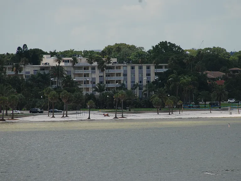 View of beach and condo from Tampa Bay