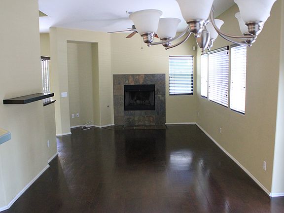 Living and dining with fireplace