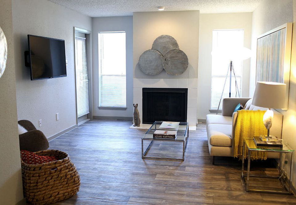 Living Room with Wood Plank Style Flooring
